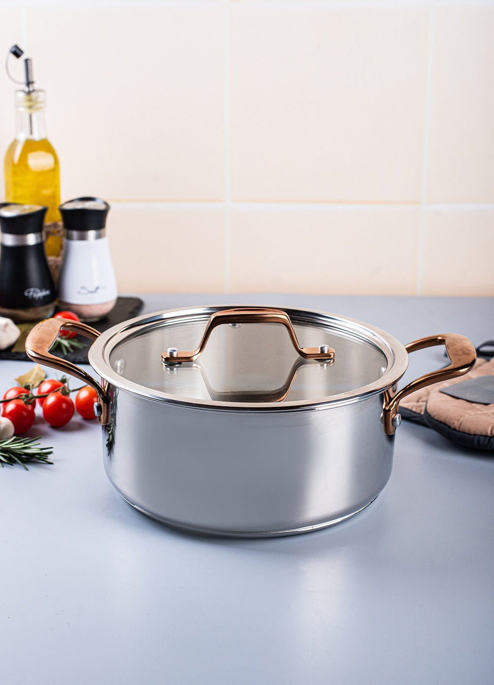 Metalac Ofenblech mit Glasdeckel 24cm|6l, VENERA, Edelstahl