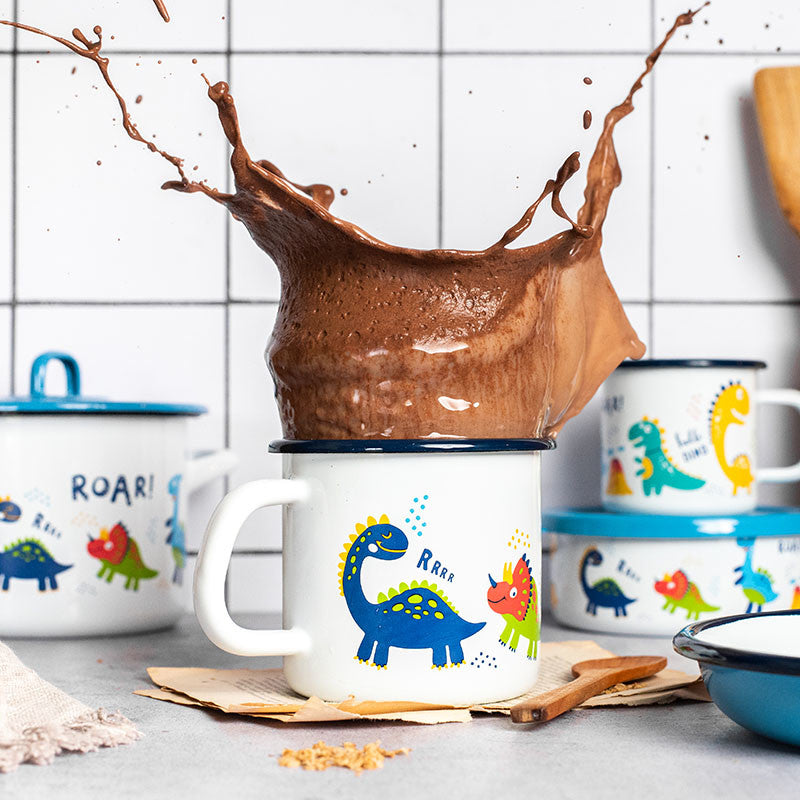 Metalac Kinderbecher 8cm|0,37l, DINO, Emailliert