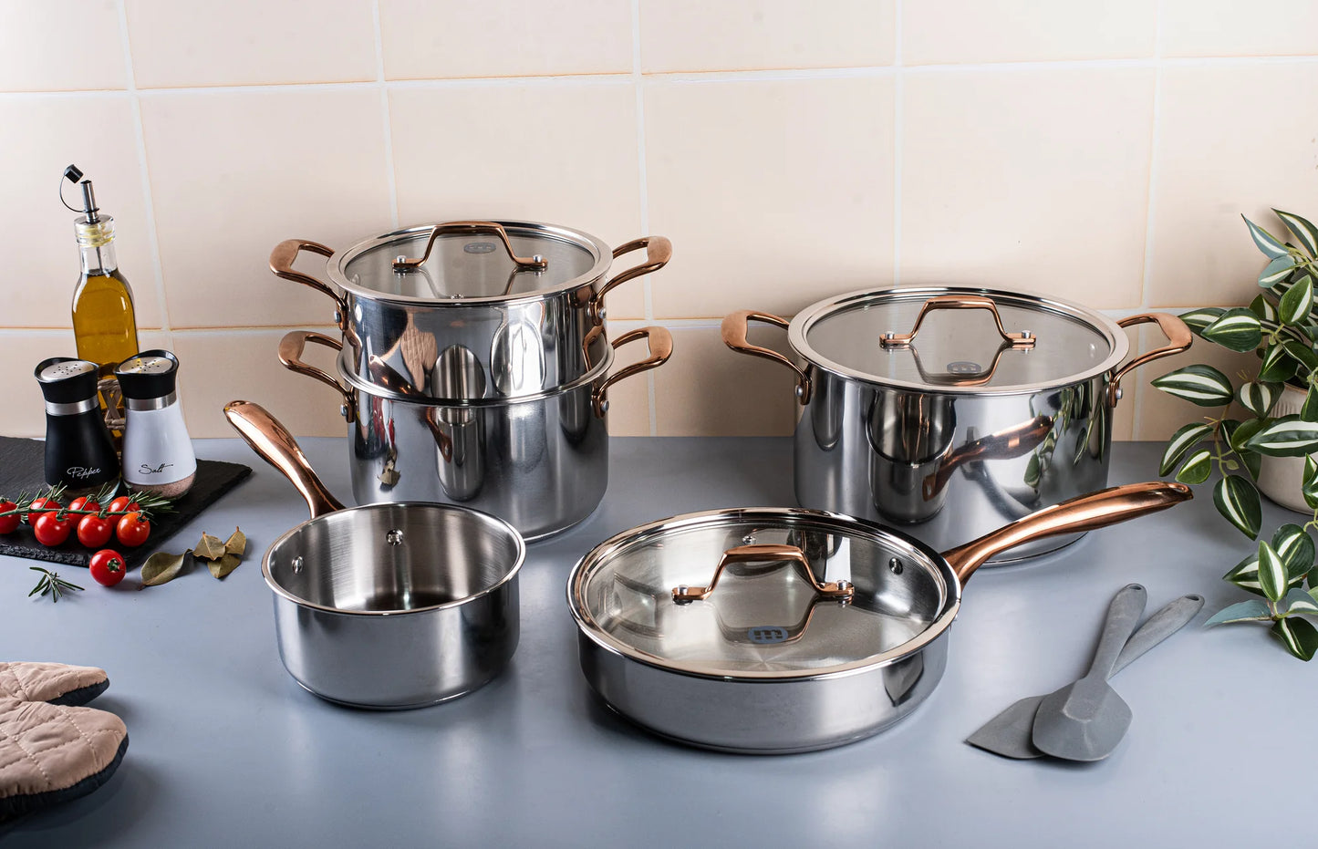 Metalac Bratpfanne mit Glasdeckel 24cm|2,4l, VENERA, Edelstahl