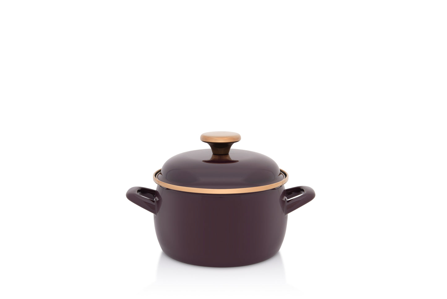 Metalac Kochtopf mit Deckel 16cm|2,2l, BORDO PRINZ, Emailliert, im Vintage Design