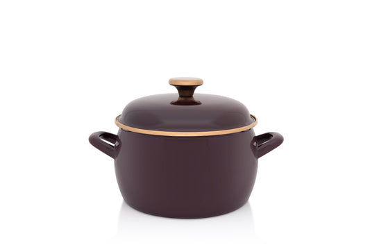 Metalac Kochtopf mit Deckel 20cm|4,2l, BORDO PRINZ, Emailliert, im Vintage Design