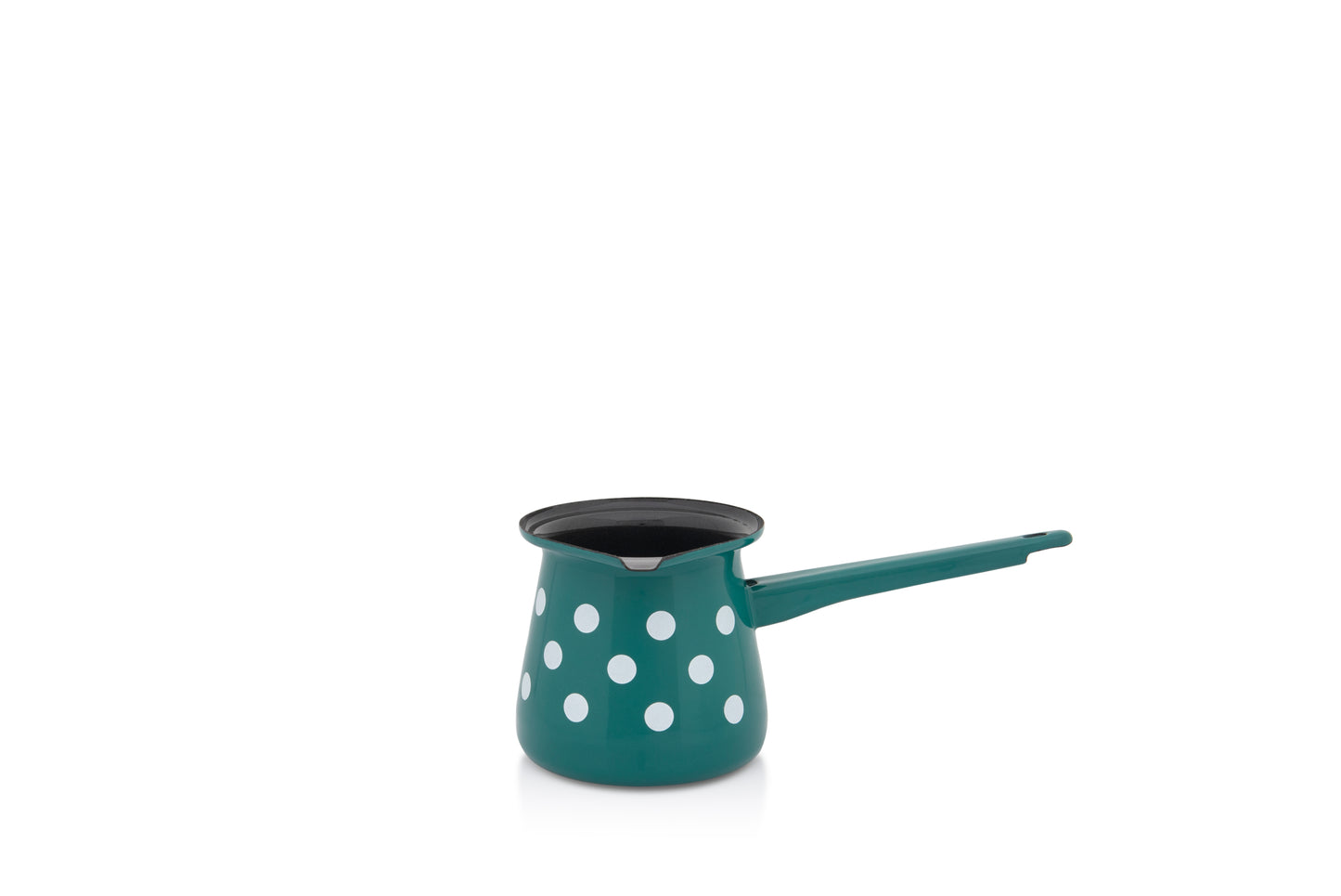 Metalac Kaffeekocher 7 Tassen, GRÜNE PUNKTE, Emailliert, Vintage Design