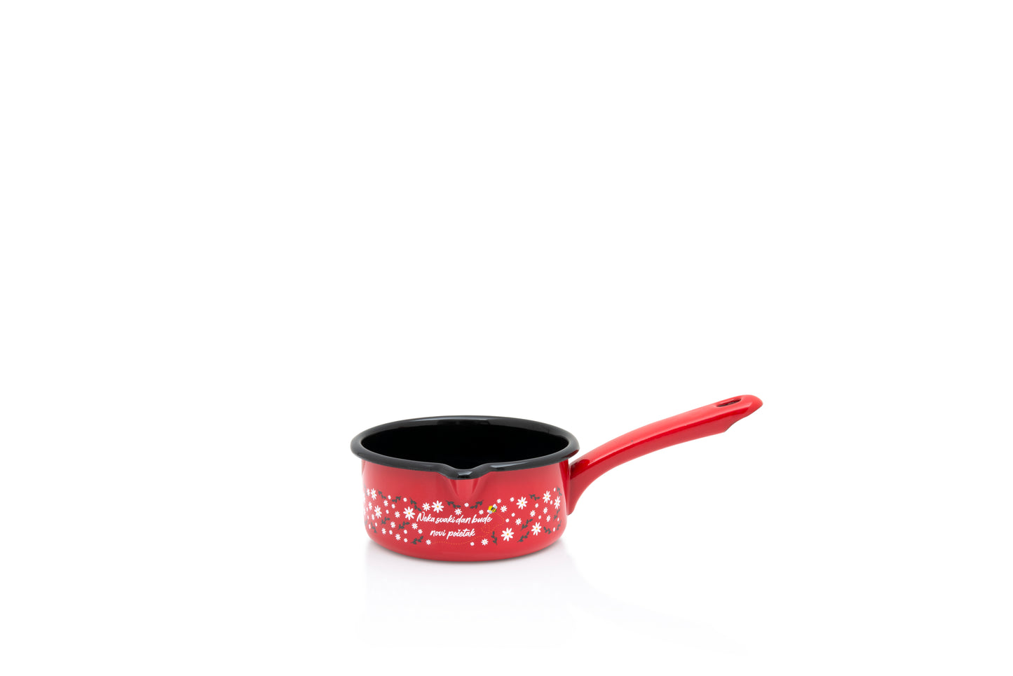 Metalac Stielkasserolle 14cm|1l, ROTE BIENE, Emailliert, im Vintage Design