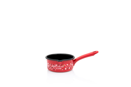Metalac Stielkasserolle 14cm|1l, ROTE BIENE, Emailliert, im Vintage Design