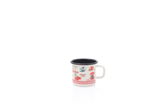 Metalac Becher 8cm|0,37l, FRÖHLICHE KÖCHIN, Emailliert, Vintage Design